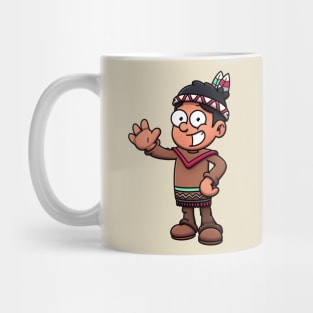 Cartoon Boy In Native American Clothes Mug